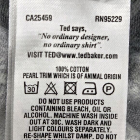 Ted Baker Button Up Down Dress Shirt Mens Size 5 Blue Floral Print Work Office - Picture 8 of 9